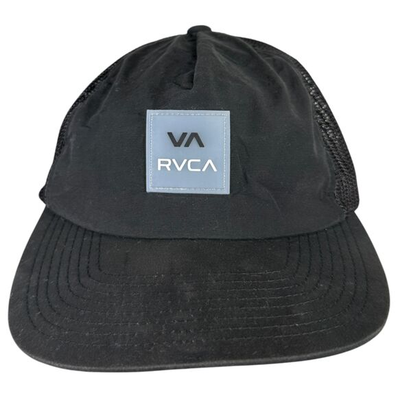RVCA Black Mid Fit Mesh Trucker Snapback Hat One Size - Picture 1 of 6